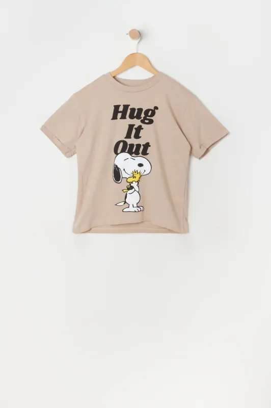Girls Snoopy Hug It Out Graphic Boyfriend T-Shirt sold by Urban Planet