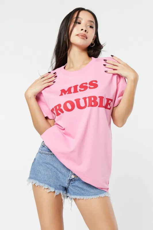 Miss Trouble Graphic Boyfriend T-Shirt sold by Urban Planet