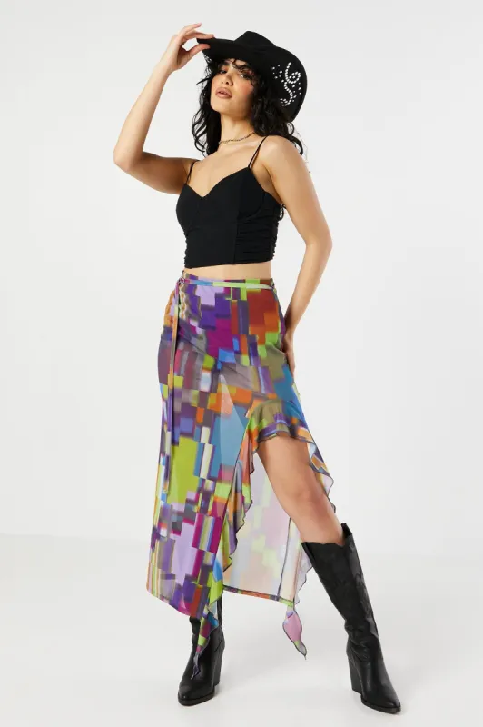 Jupe maxi volantée avec fente sold by Urban Planet
