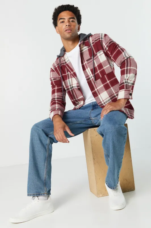 大人気新品  L/S SikSilk Hooded White Off & Red - Jacket Shirt Flannel ジャケット・アウター