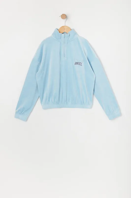 Girls Velour Angel Quarter Zip Jacket made by Urban Planet