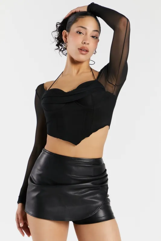 Haut bustier en filet avec ourlet en V sold by Urban Planet