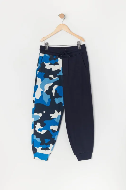 Boys Split Blue Camo Jogger sold by Urban Planet