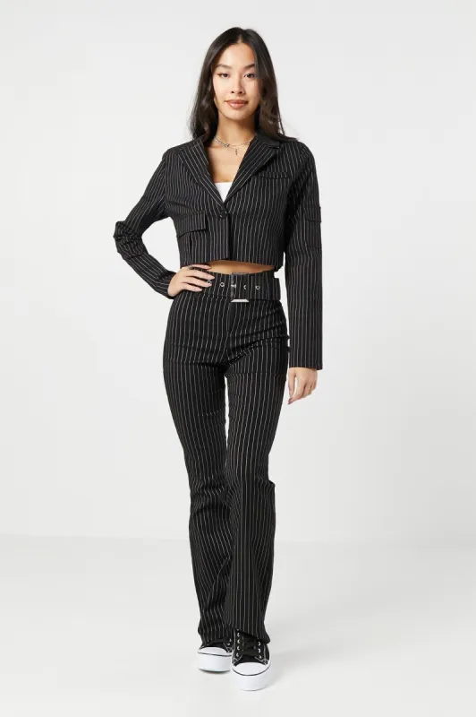 Striped Twill Belted Flare Pant sold by Urban Planet