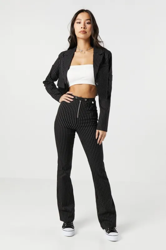 High Rise Striped Twill Flare Pant sold by Urban Planet