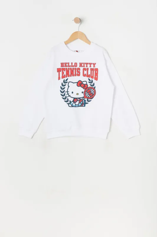 Girls Hello Kitty Tennis Club Graphic Fleece Sweatshirt made by Urban Planet
