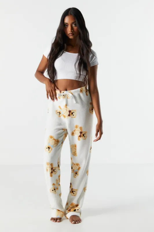 Teddy Bear Print Plush Pajama Pant sold by Urban Planet