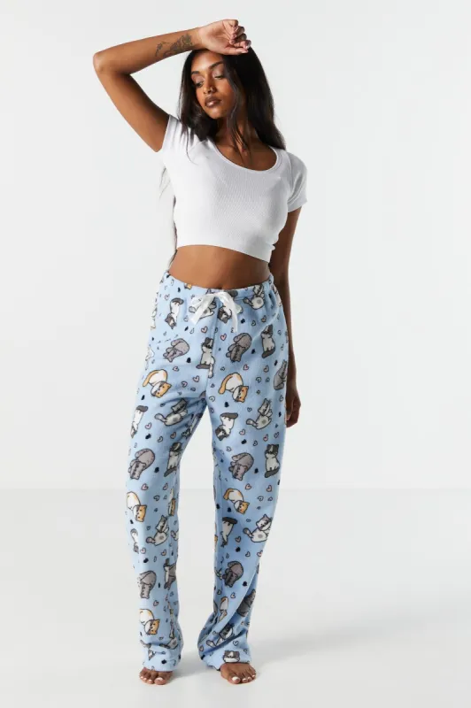 Pantalon de pyjama en peluche à imprimé Chaton sold by Urban Planet