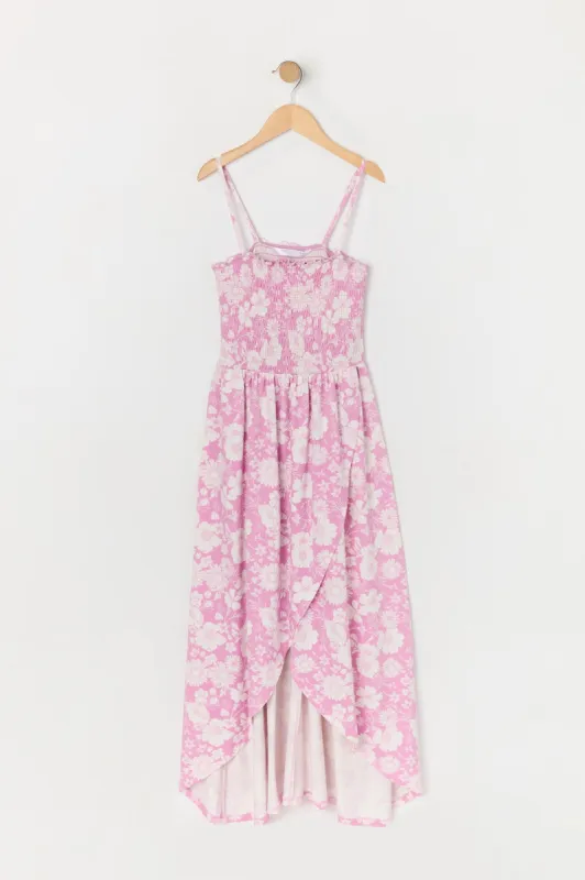 Girls Floral Print High Low Wrap Dress sold by Urban Planet