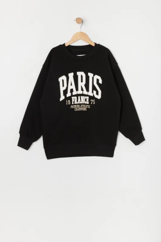 Girls Paris Graphic Fleece Sweatshirt sold by Urban Planet