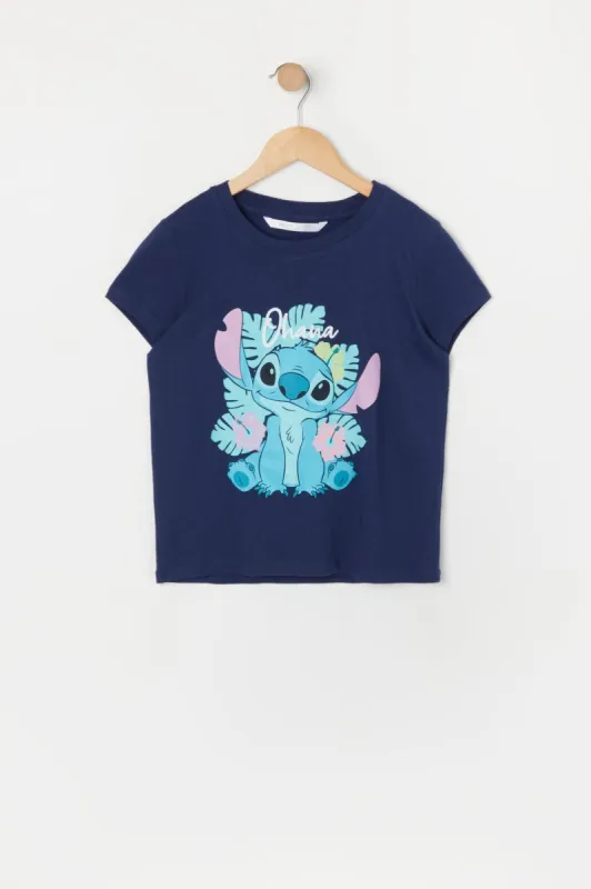 Girls Blue Stitch Graphic T-Shirt sold by Urban Planet