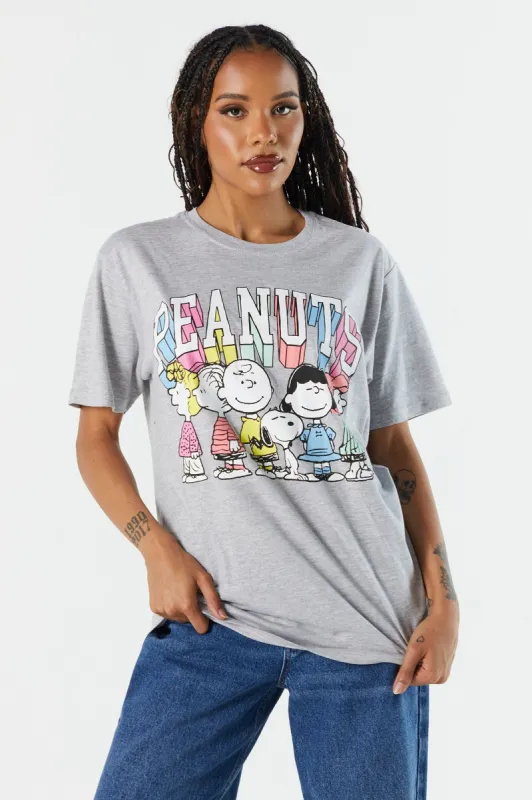 Grey Peanuts Graphic Boyfriend T-Shirt sold by Urban Planet