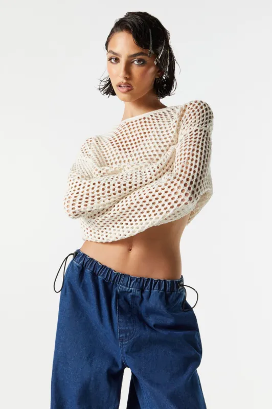 Wide Knit Long Sleeve Crop Top sold by Urban Planet