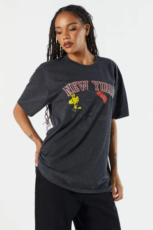 T-shirt de coupe garçonne à imprimé New York Snoopy sold by Urban Planet