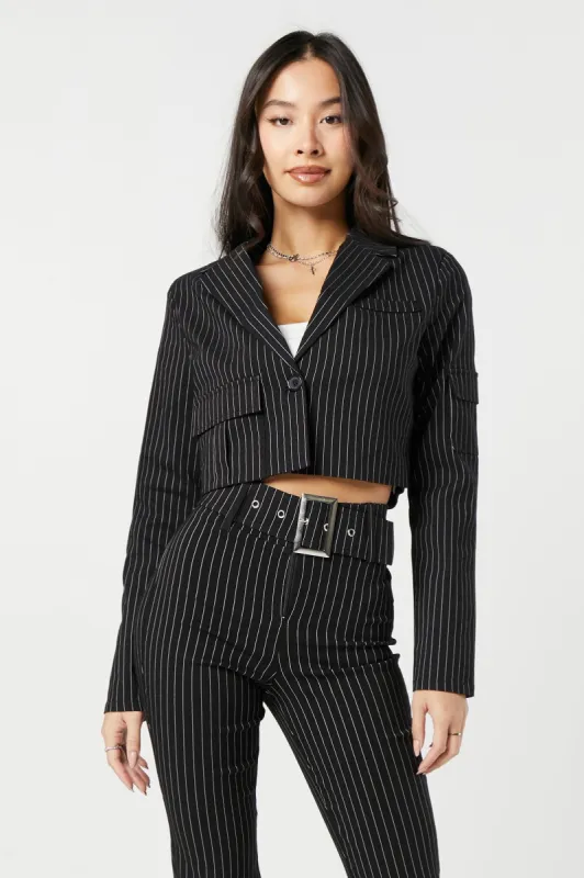 Striped Twill Cropped Blazer sold by Urban Planet