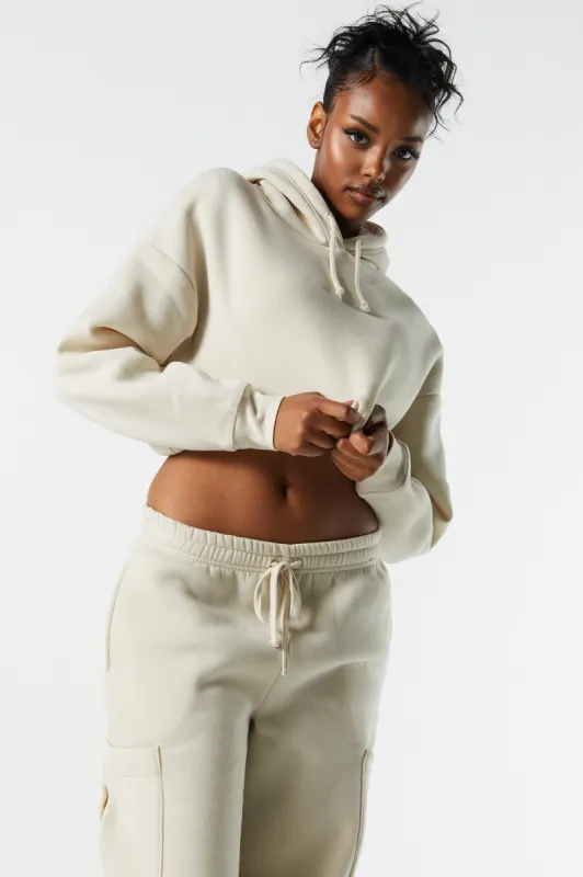Fleece Cropped Hoodie sold by Urban Planet