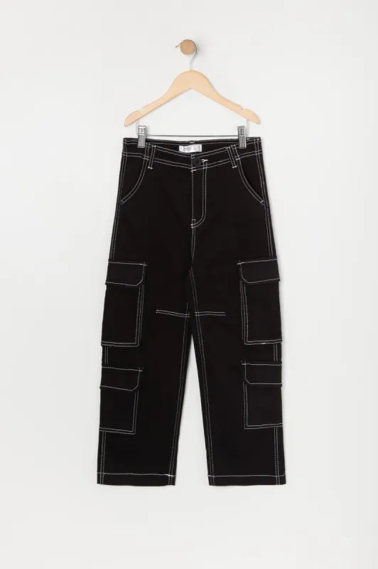 Pantalon cargo avec poches multiples et surpiqûres contrastantes pour fille sold by Urban Planet