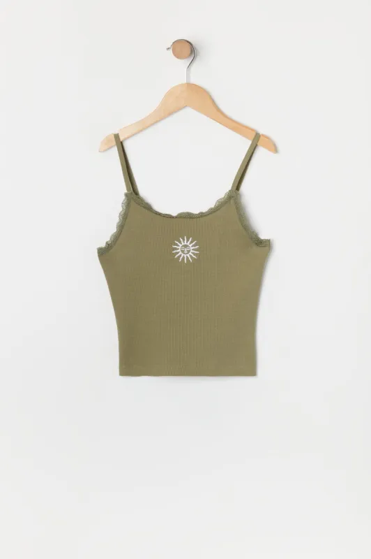 Girls Lace Trim Sun Embroidered Cami sold by Urban Planet