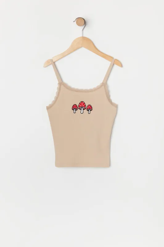Girls Lace Trim Mushroom Embroidered Cami sold by Urban Planet