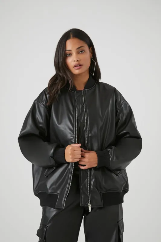 Faux Leather Bomber Jacket sold by Urban Planet