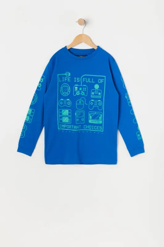Boys Important Choices Graphic Long Sleeve Top sold by Urban Planet