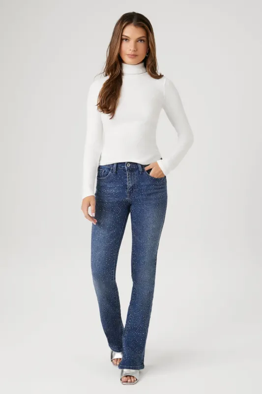Rhinestone Mid Rise Bootcut Jean sold by Urban Planet