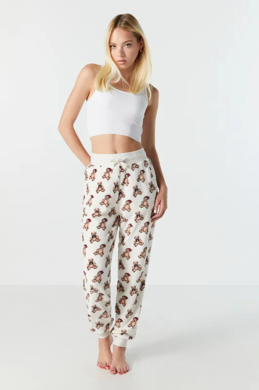 Pantalon de jogging en peluche à imprimé Ourson de Noël sold by Urban Planet