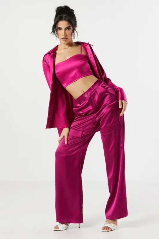 Satin Pocket Straight Leg Pant sold by Urban Planet
