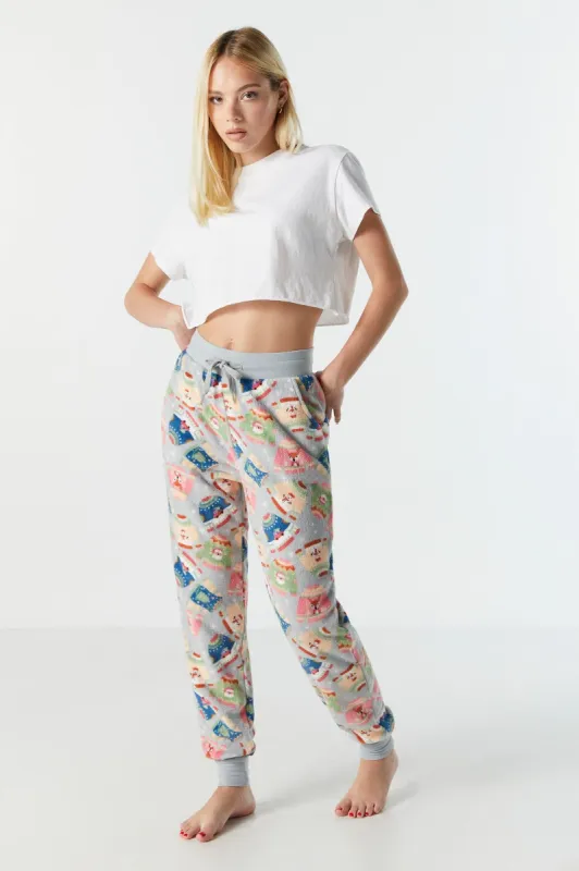 Pantalon de jogging en peluche à imprimé Chandail de Noël sold by Urban Planet