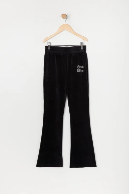Girls Velour Flare Pant sold by Urban Planet