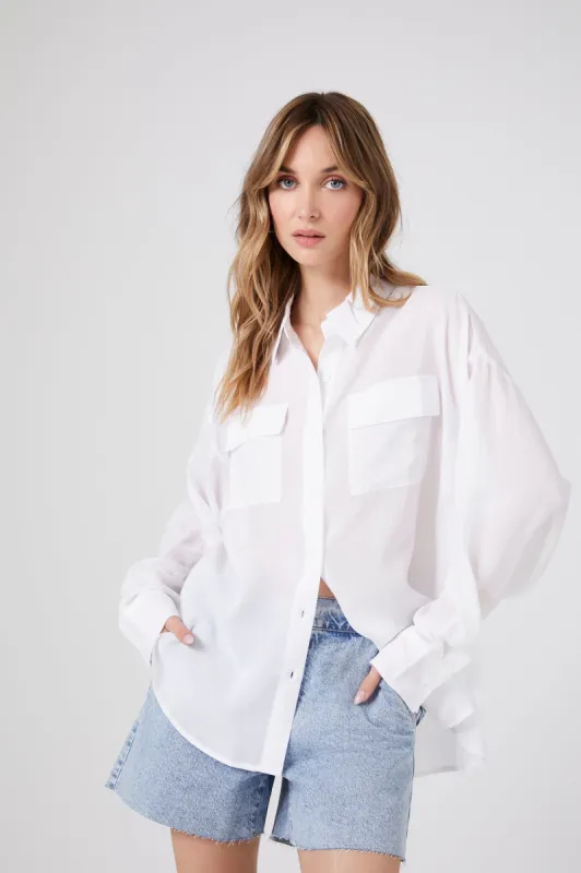 Chambray Long Sleeve Top sold by Urban Planet