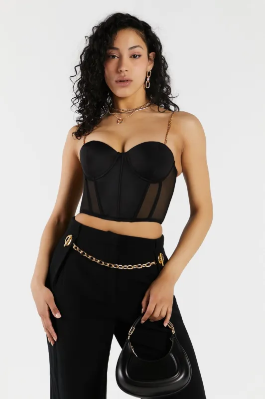 Haut corset en filet avec bretelles en chaîne sold by Urban Planet
