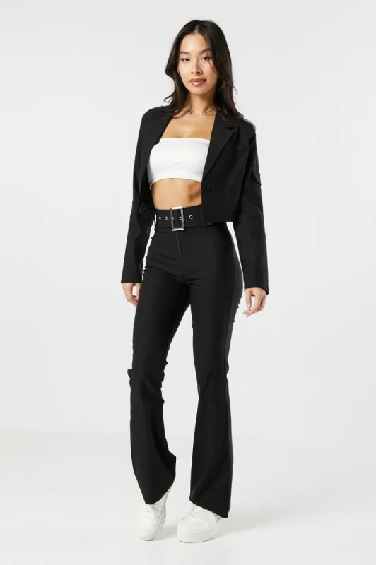 Pantalon à jambe évasée en sergé avec ceinture sold by Urban Planet