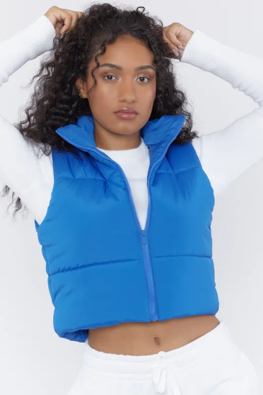 Zip Crop Puffer Vest sold by Urban Planet