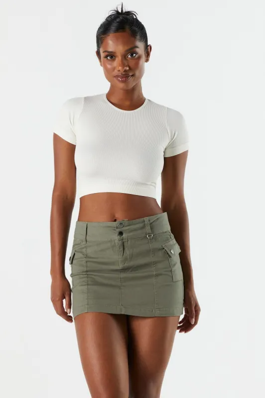 Solid Seamless Ribbed Cropped T-Shirt sold by Urban Planet