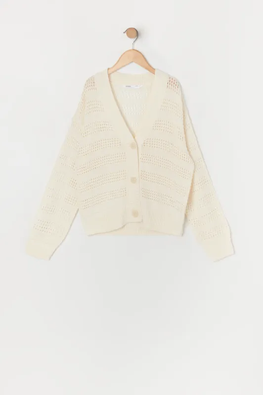 Girls Open Knit Cardigan sold by Urban Planet
