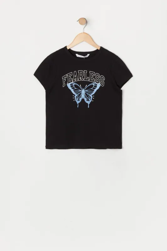Girls Fearless Butterfly Graphic T-Shirt sold by Urban Planet