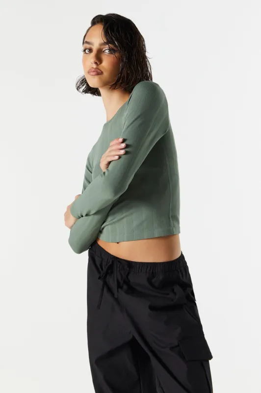 Seamless Ribbed Long Sleeve Top sold by Urban Planet