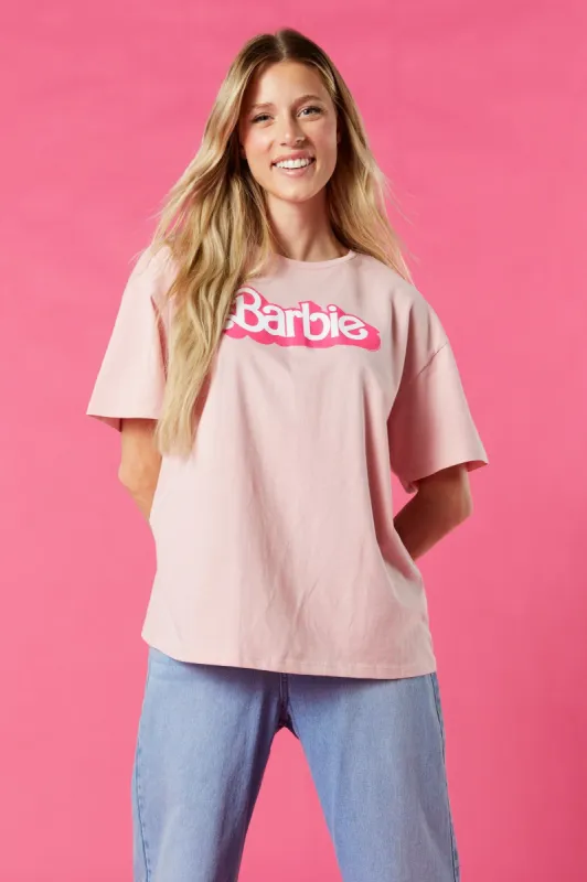 Barbie™ Logo Light Pink Graphic Boyfriend T-Shirt sold by Urban Planet