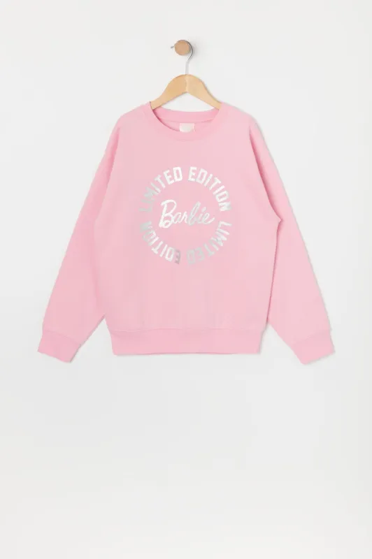 Chandail en molleton rose à imprimé Barbie™ pour fille sold by Urban Planet