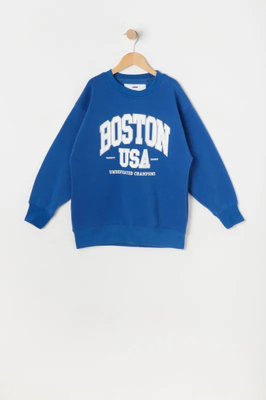 Girls Boston Graphic Oversized Fleece Sweatshirt sold by Urban Planet