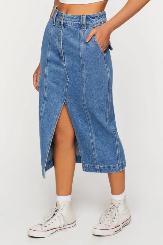 Jupe maxi en denim avec fente sold by Urban Planet