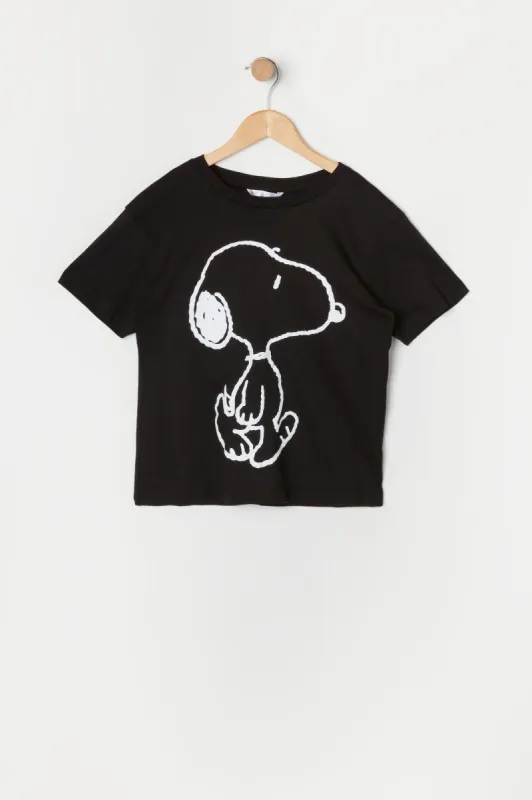 Girls Black Snoopy Graphic T-Shirt sold by Urban Planet