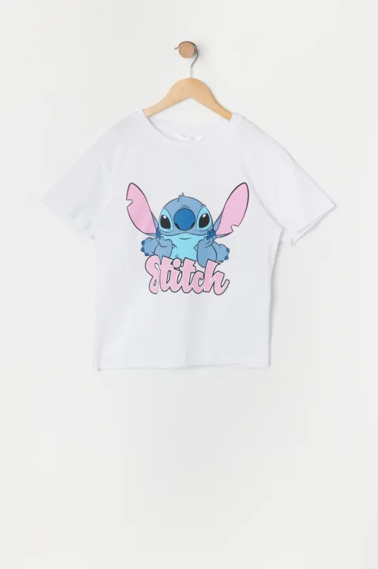 Girls White Stitch Graphic T-Shirt made by Urban Planet