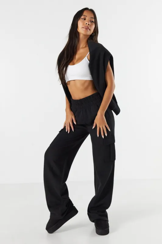 Fleece Wide Leg Cargo Pant sold by Urban Planet