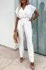 Brody White Sleeveless Belted Jumpsuit sold by Va Va Voom