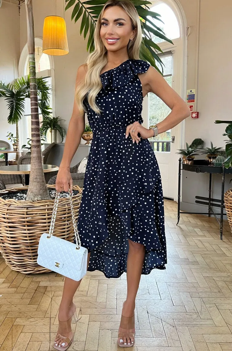 AX Paris Lydia Navy Polka Dot Dress sold by Va Va Voom product image thumbnail 3