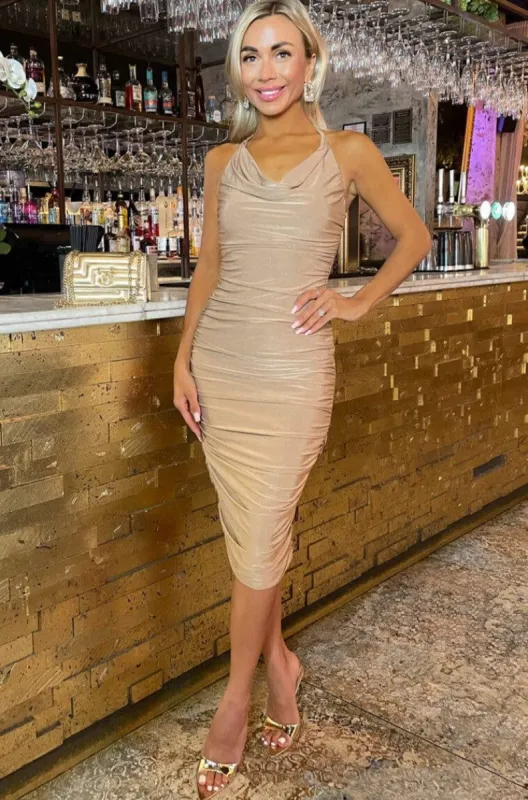 AX Paris Wilda Stone Ruched Dress sold by Va Va Voom