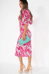 Lilith Pink Printed Midi Dress sold by Va Va Voom