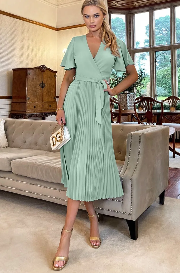 AX Paris Kylie Duck Egg Pleated Dress sold by Va Va Voom